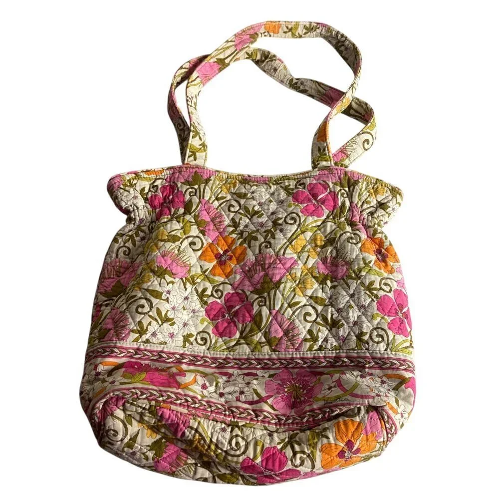 Vera Bradley Watercolor Floral Cinch Toe Snap Purse Laura Shoulder Bag Quilted
